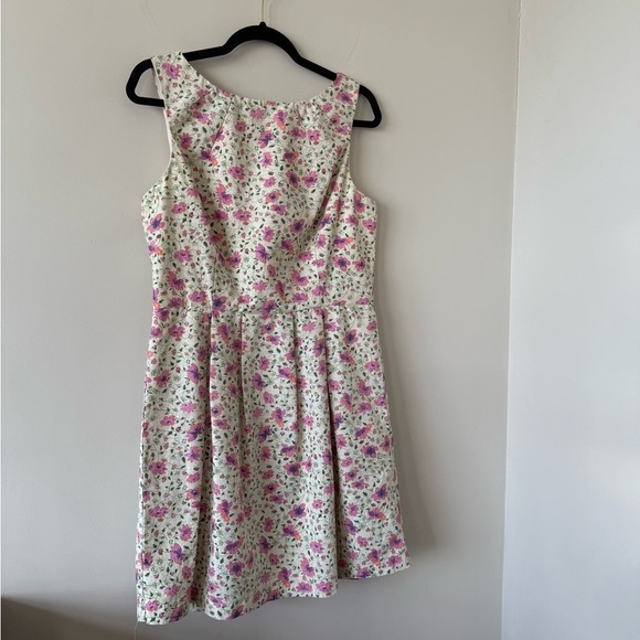 PINK MARTINI -100% Cotton Dainty Floral Drop Waist Midi Dress (Size:Large) - Picture 2 of 12